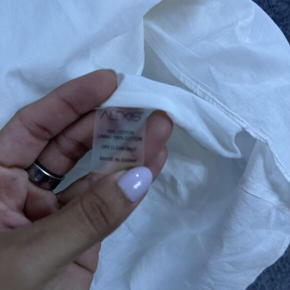 Alexis Dress Small Afonsa Tiered Mini White Embroidered Eyelet Lace Cottagecore - Picture 12 of 15